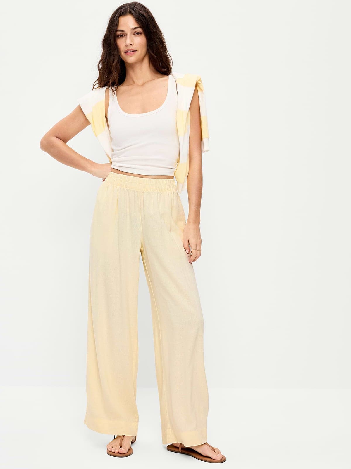 High-Waisted Linen-Blend Super Wide-Leg Pants 1