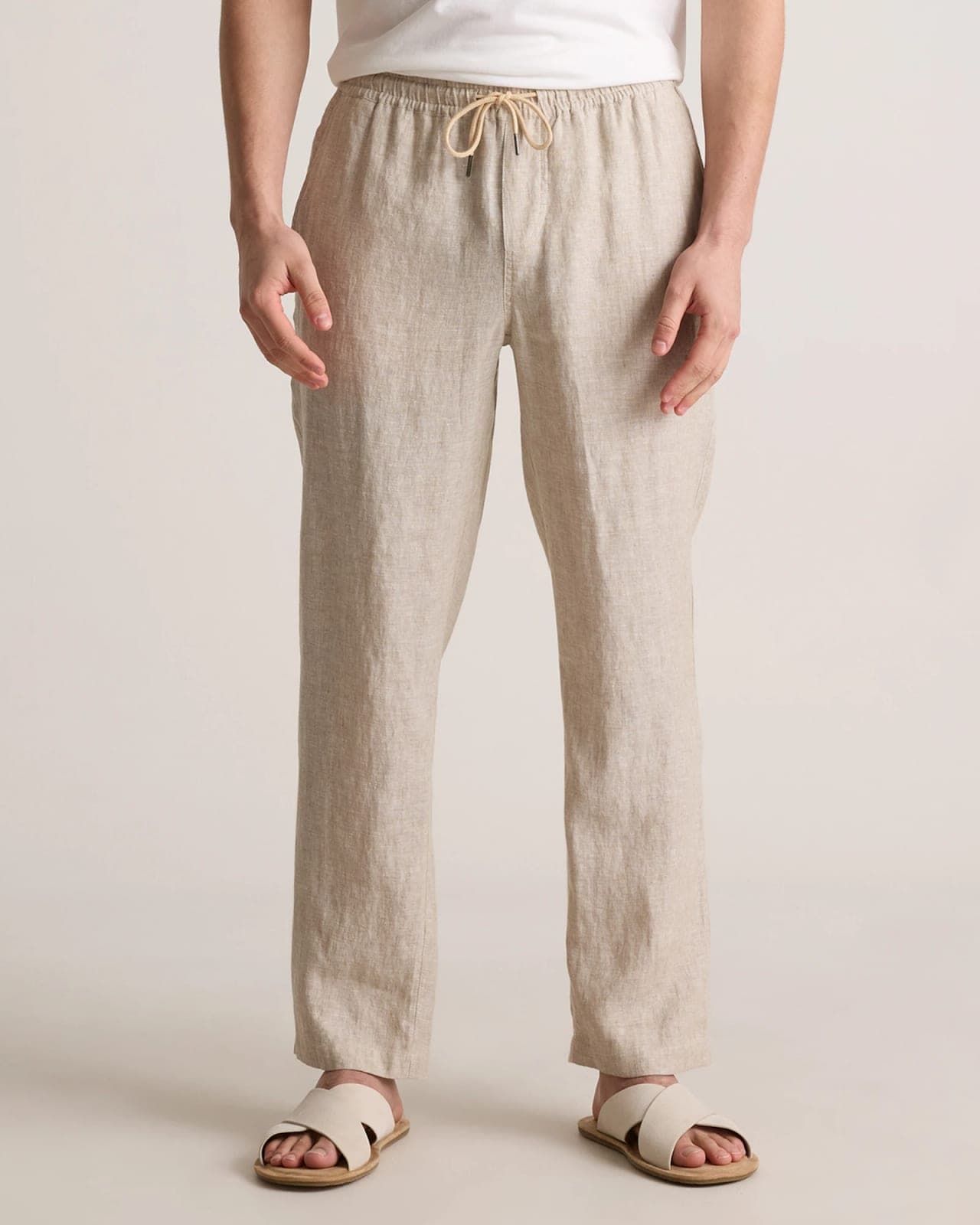 Men's 100% European Linen Drawstring Beach Pants - 34"