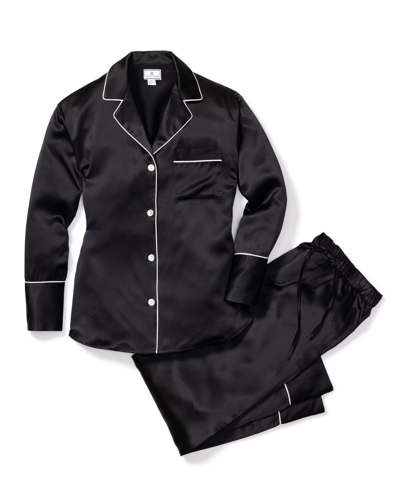 Women's Silk Pajama Set in Black 1