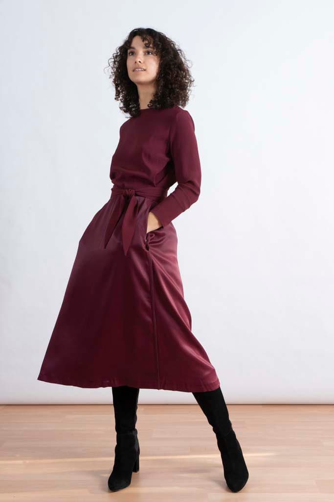 Shima dress in BURGUNDY 1