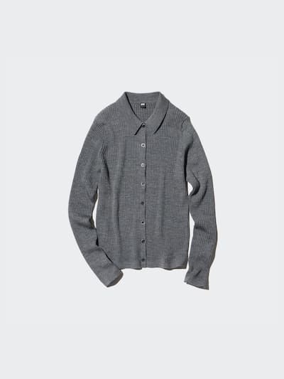 Merino Ribbed Polo Cardigan