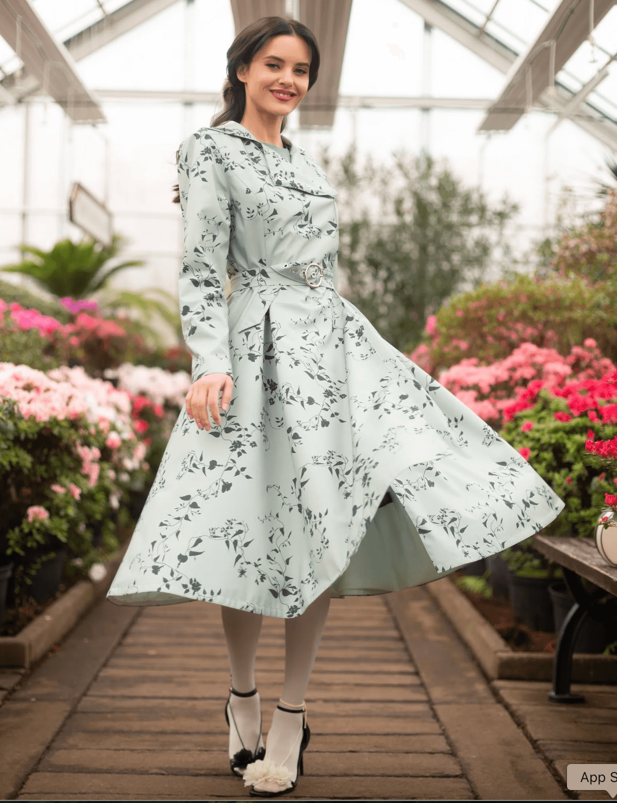 Double Breasted Trench Coat for Spring in Light Green | 'Minty Meadow' 1
