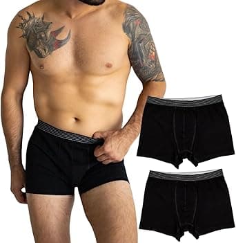 Men's Organic Cotton Soft Breathable Boxer Briefs, Pack of 2 1