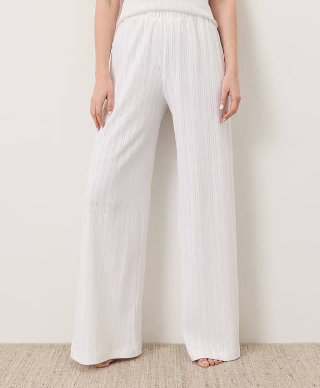 Organic Pointelle Wide Leg Pant