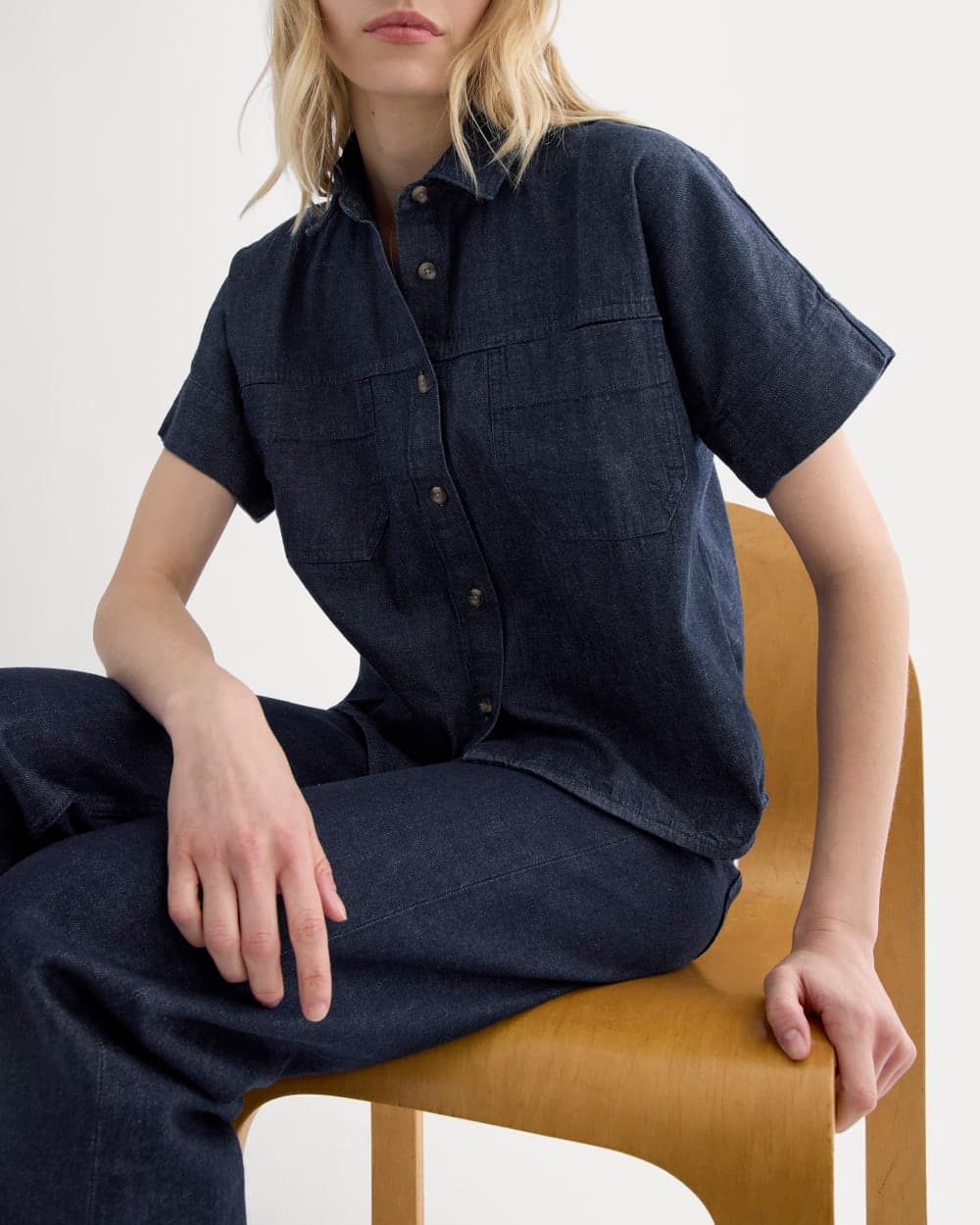 Cropped Boxy Denim Shirt