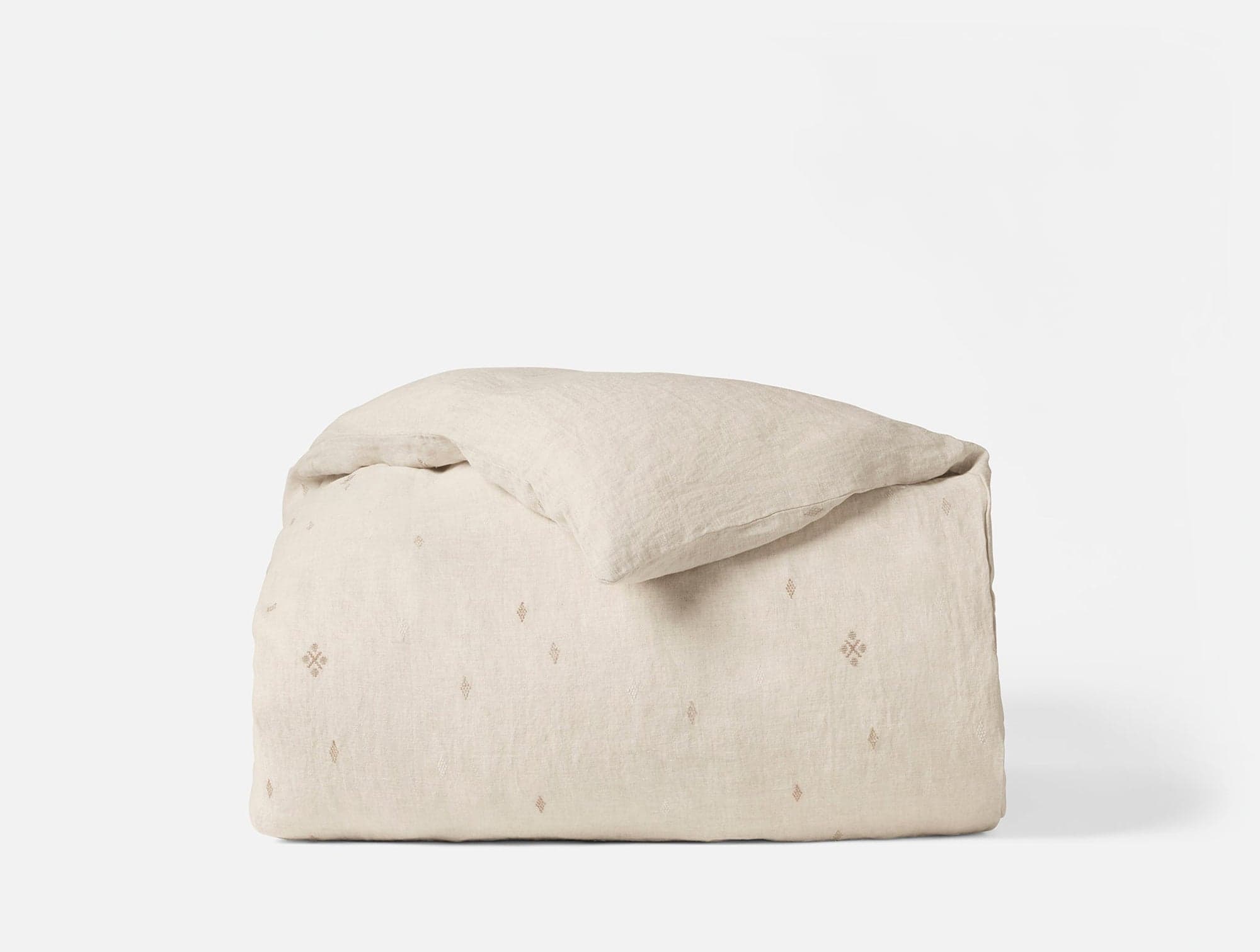 Cambria Embroidered Organic Linen Duvet Cover 1