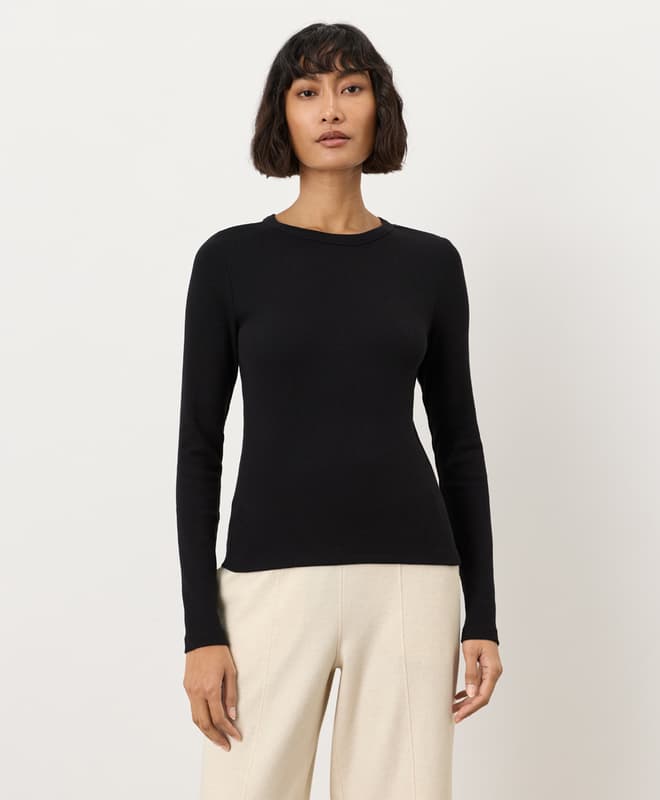 Organic Perfect Rib Crewneck Long Sleeve Tee