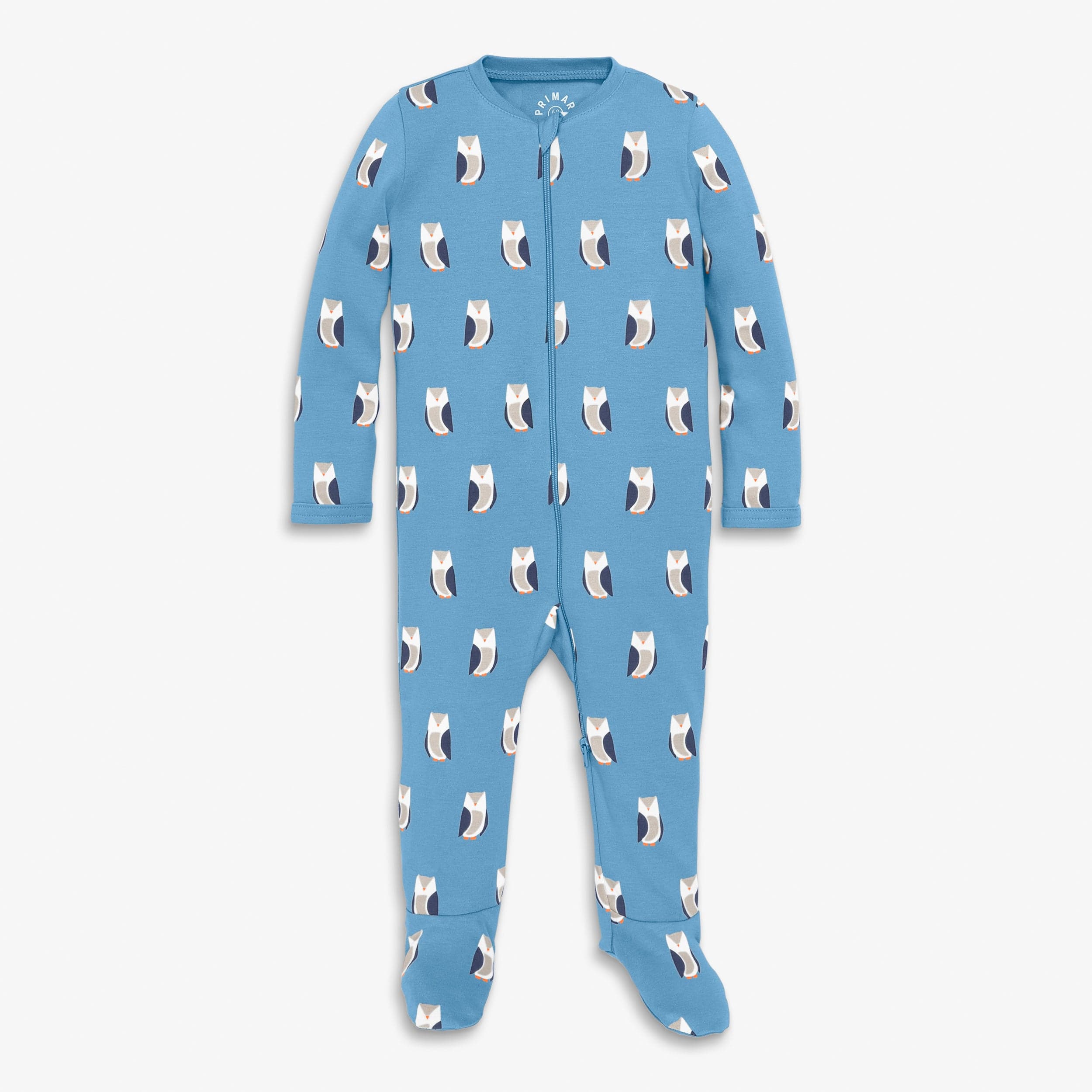 Clearance baby organic zip footie in night owls 1