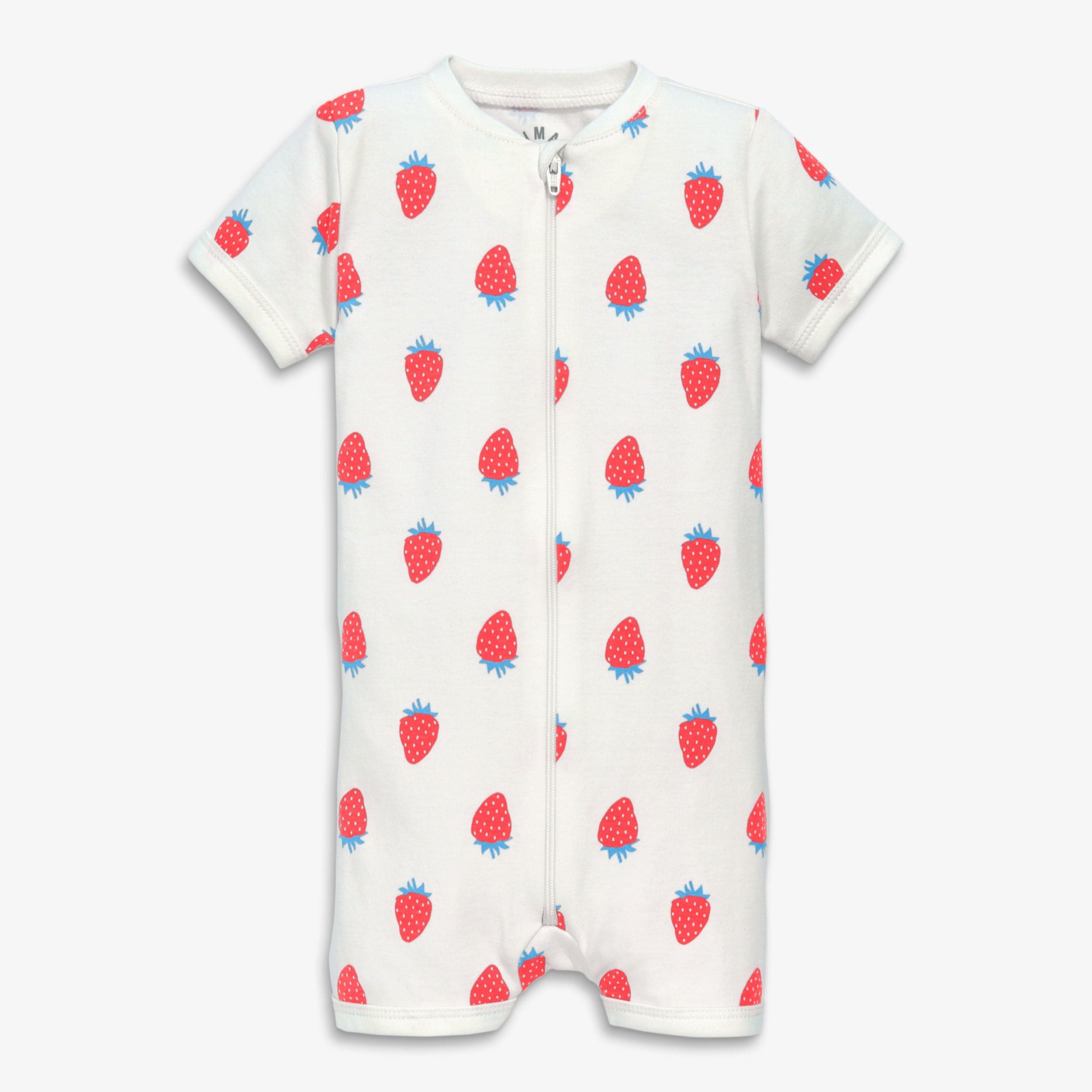 Clearance baby organic zip shortie in strawberry fields