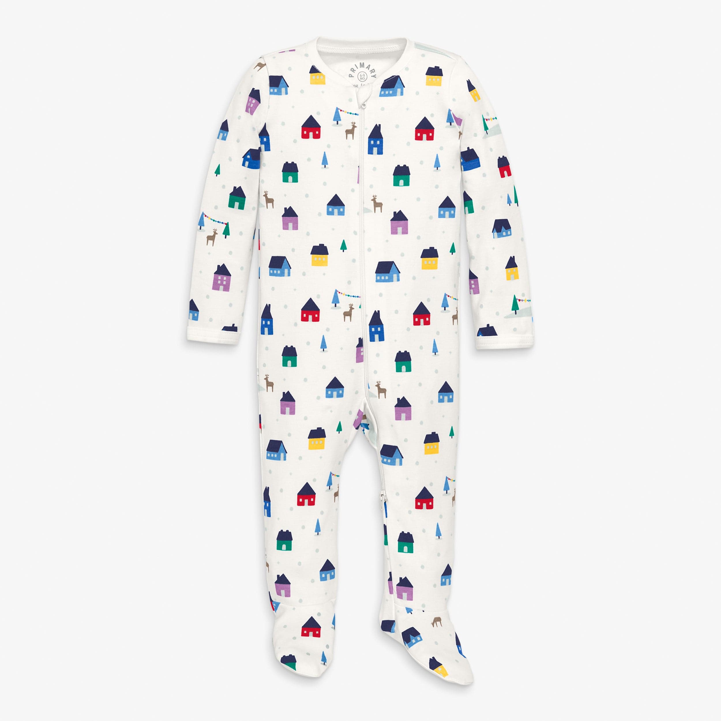 Clearance baby organic zip footie in rainbow village