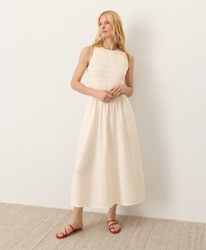 Women’s Coastal Double Gauze Smocked Dress 1