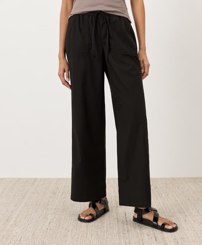 Women’s Clearance Stretch Poplin Wide Leg Pant made with Organic Cotton