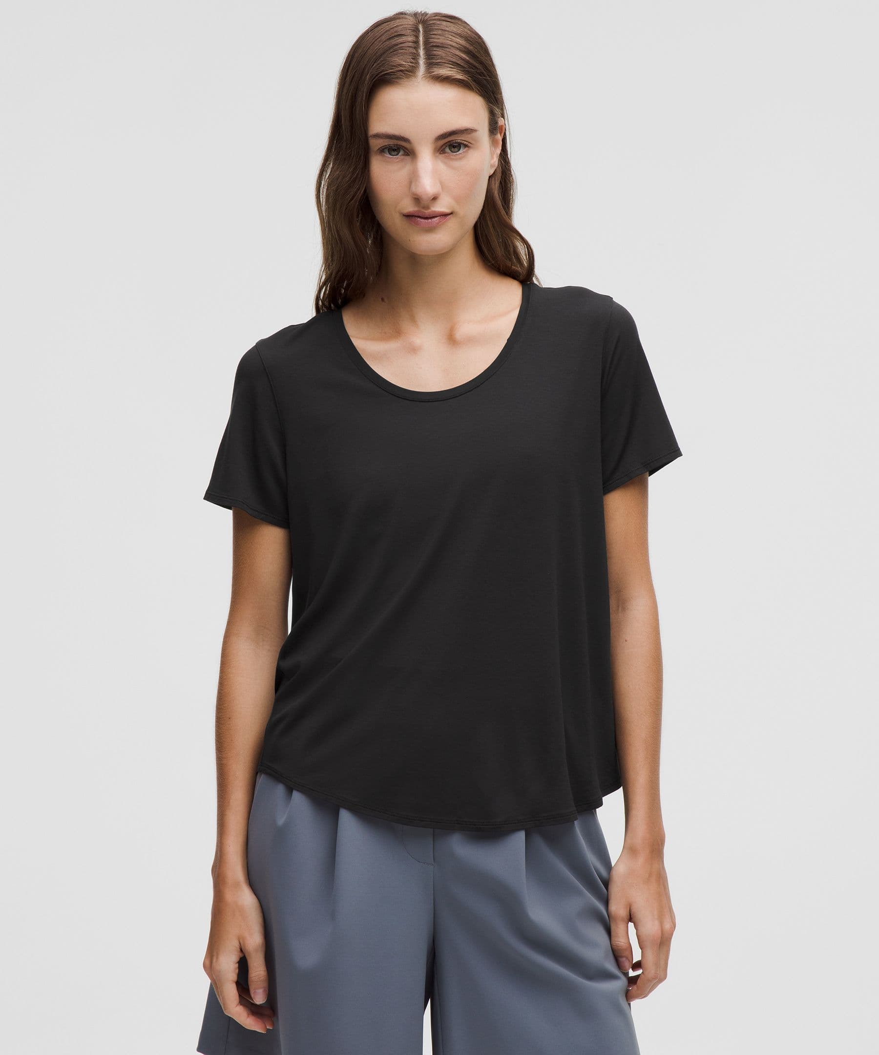 Modal-Silk Twist-Back Short-Sleeve Shirt