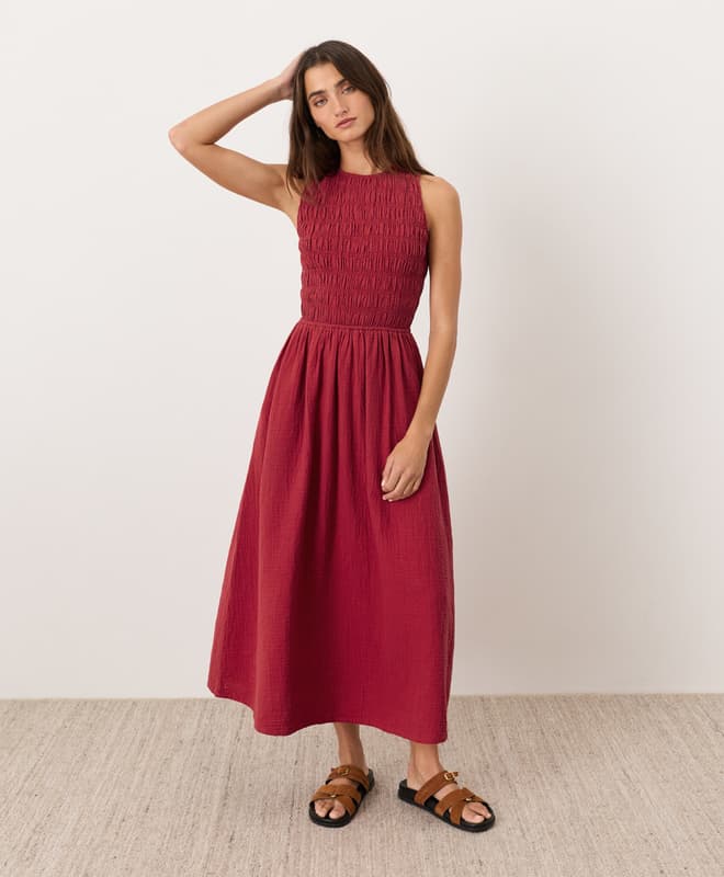 Coastal Double Gauze Smocked Dress