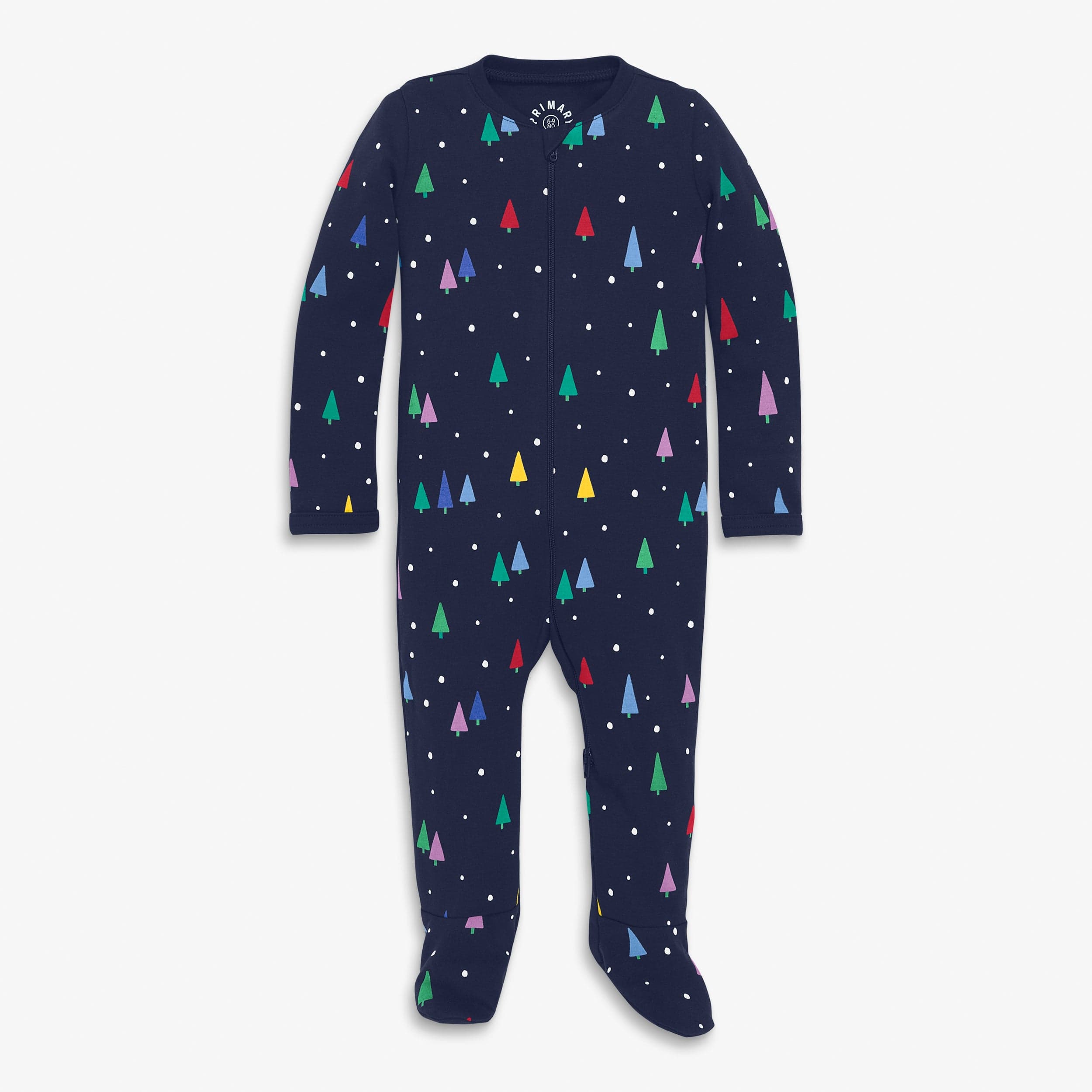 Clearance baby organic zip footie in rainbow forest 1