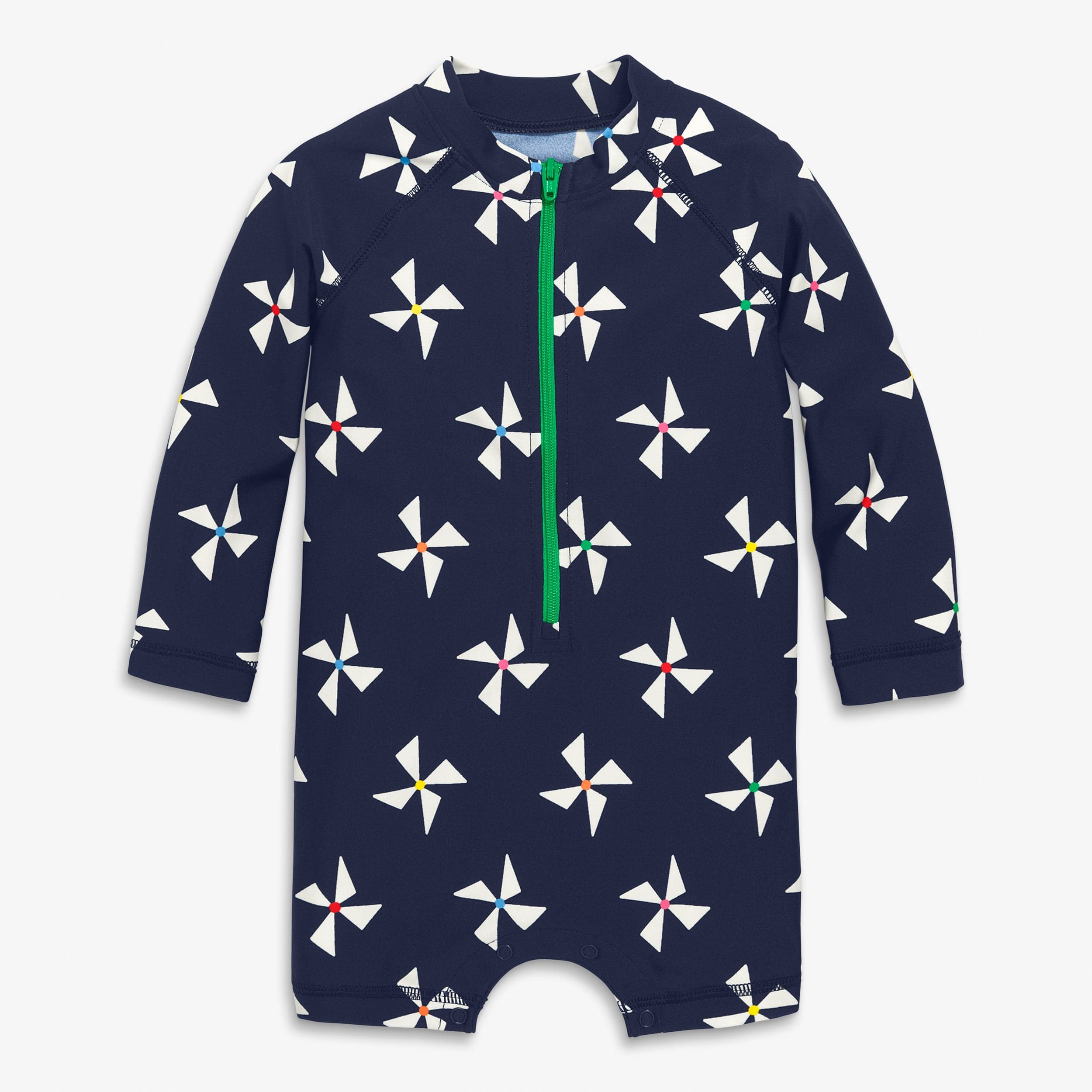 Clearance baby one-piece rash guard in rainbow pinwheels