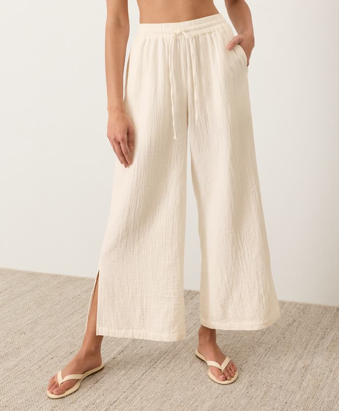 Coastal Double Gauze Split Hem Pant 1