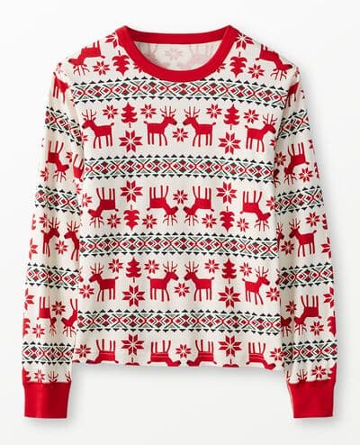 Adult Holiday Dear Deer Long John Pajama Top