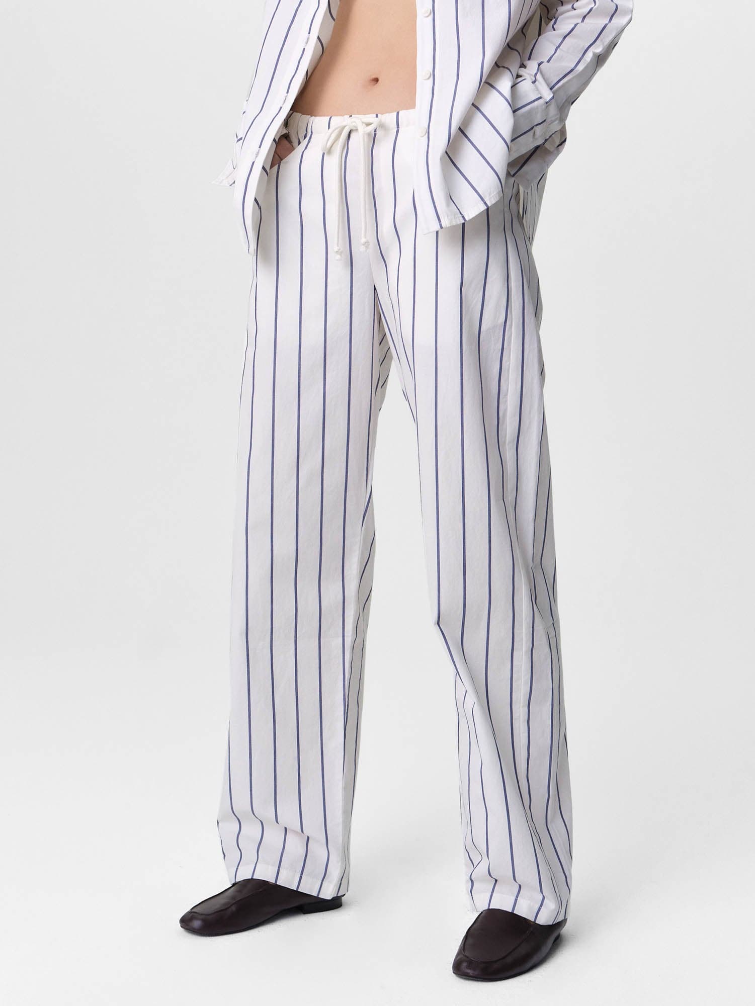 Organic Poplin Essential Striped Pant 1