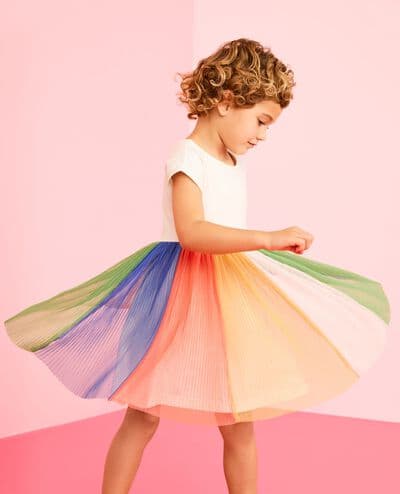 Dolman Sleeve Tulle Rainbow Dress