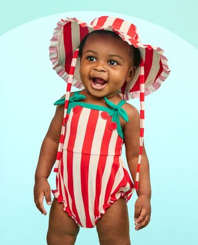 Baby One-Piece Cherry Swimsuit & Swim Hat Set