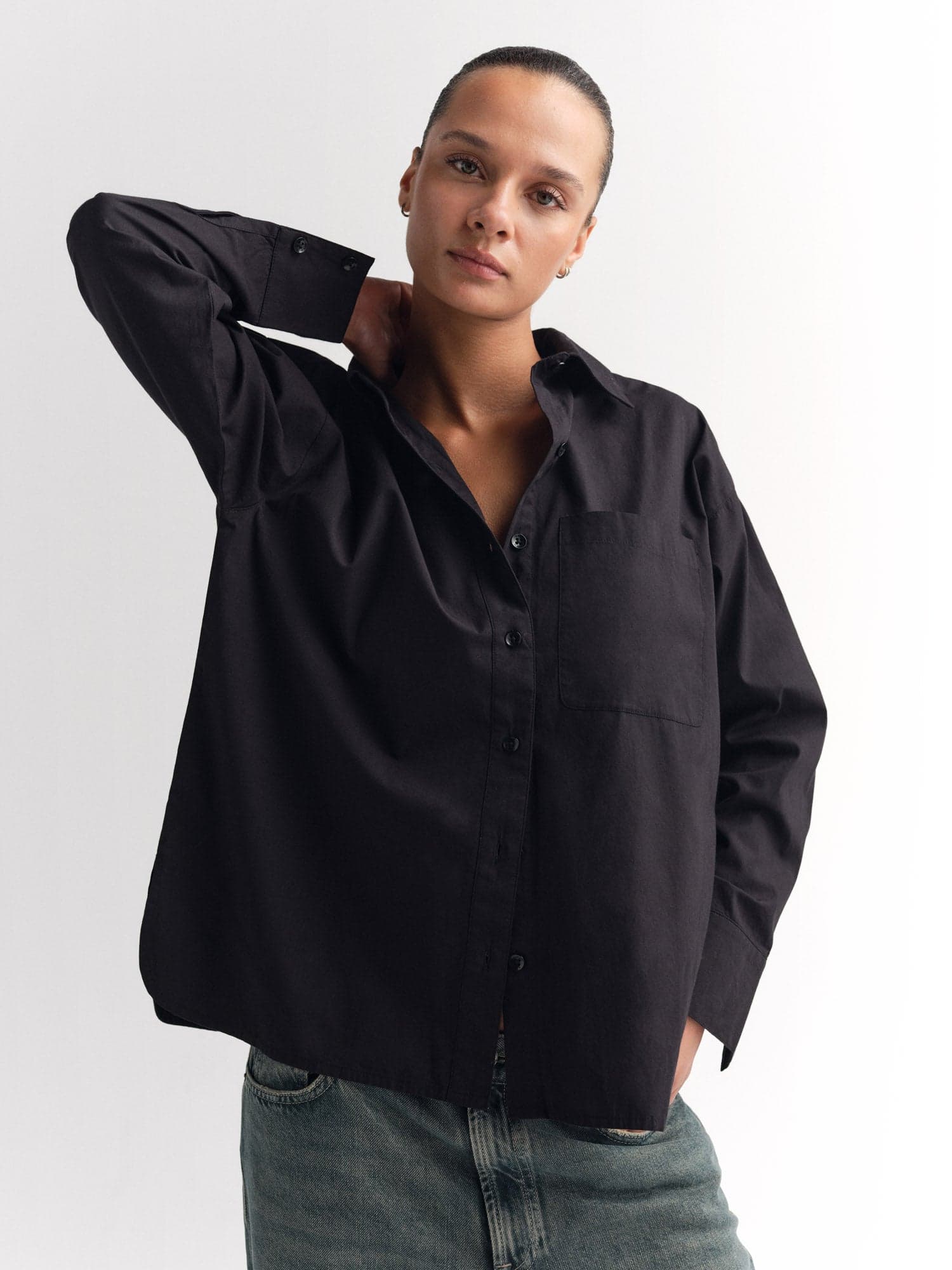 Organic Poplin Long Sleeve Button Down 1
