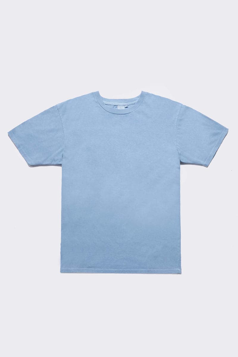 Indigo Dyed Light Blue Men's Organic Crew Tee 1