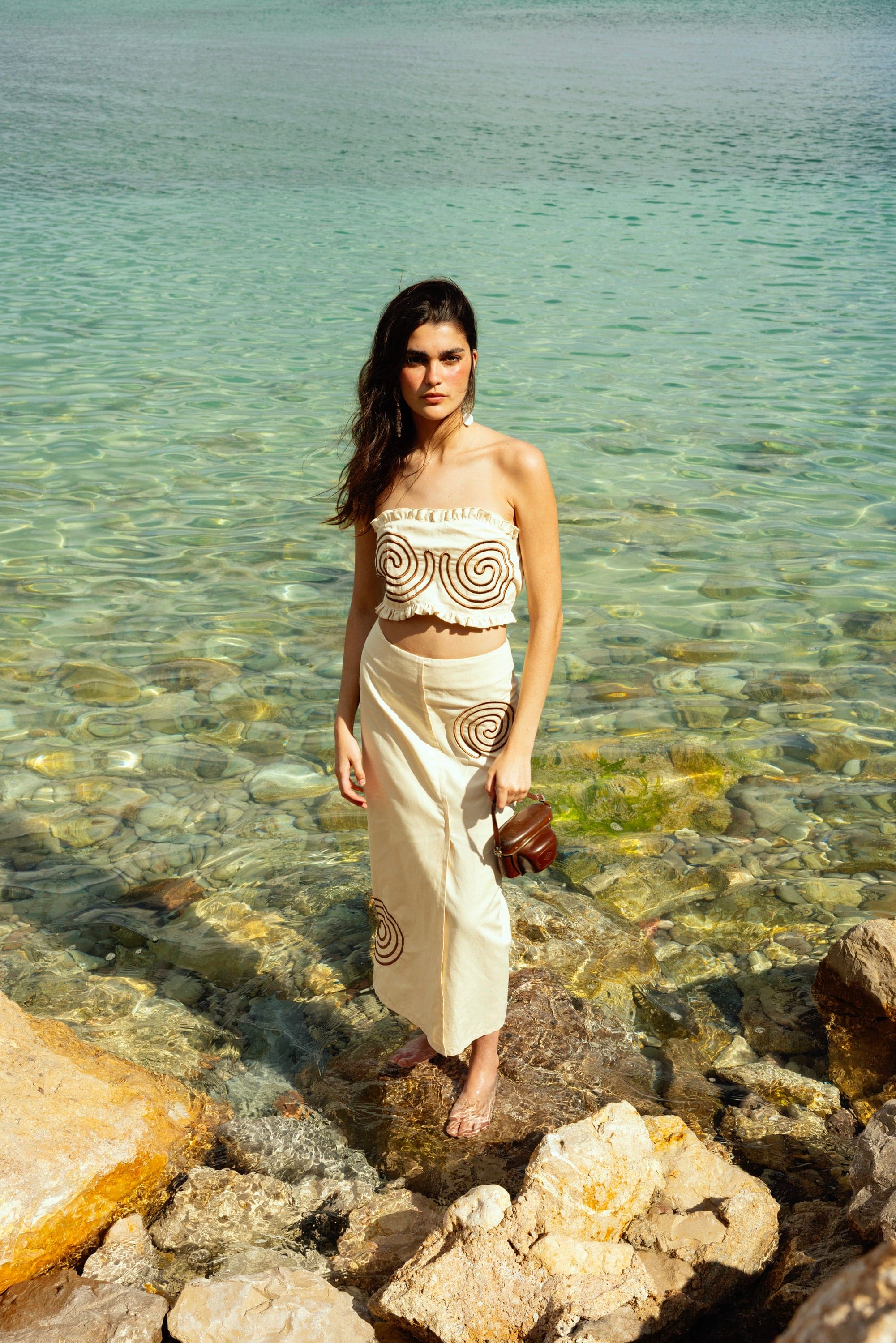 INDIRA skirt - IVORY SPIRAL EMBROIDERY 1