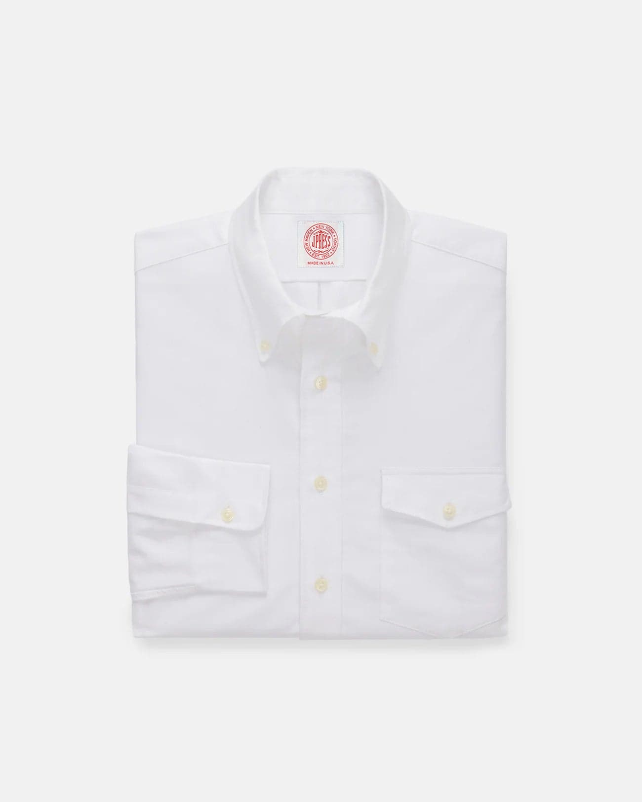 Made-in-USA Flap Pocket White Oxford Cloth Button Down Shirt - Classic Fit 1
