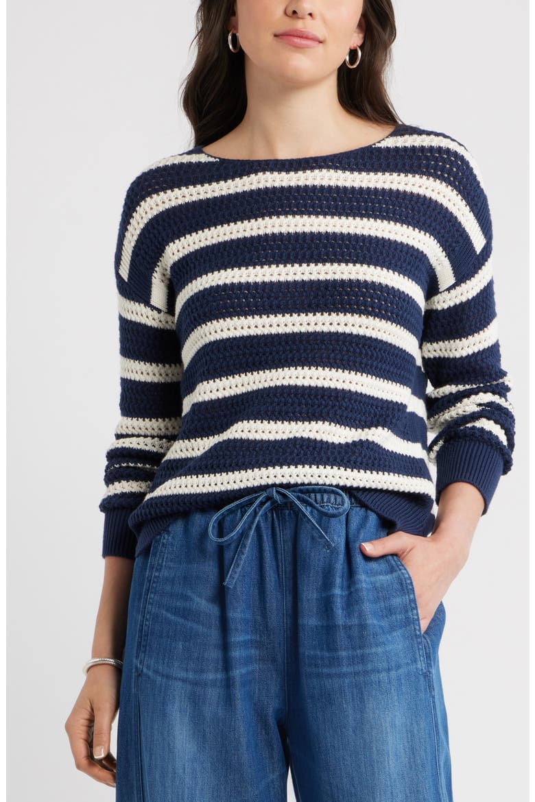 Open Stitch Cotton Blend Sweater
