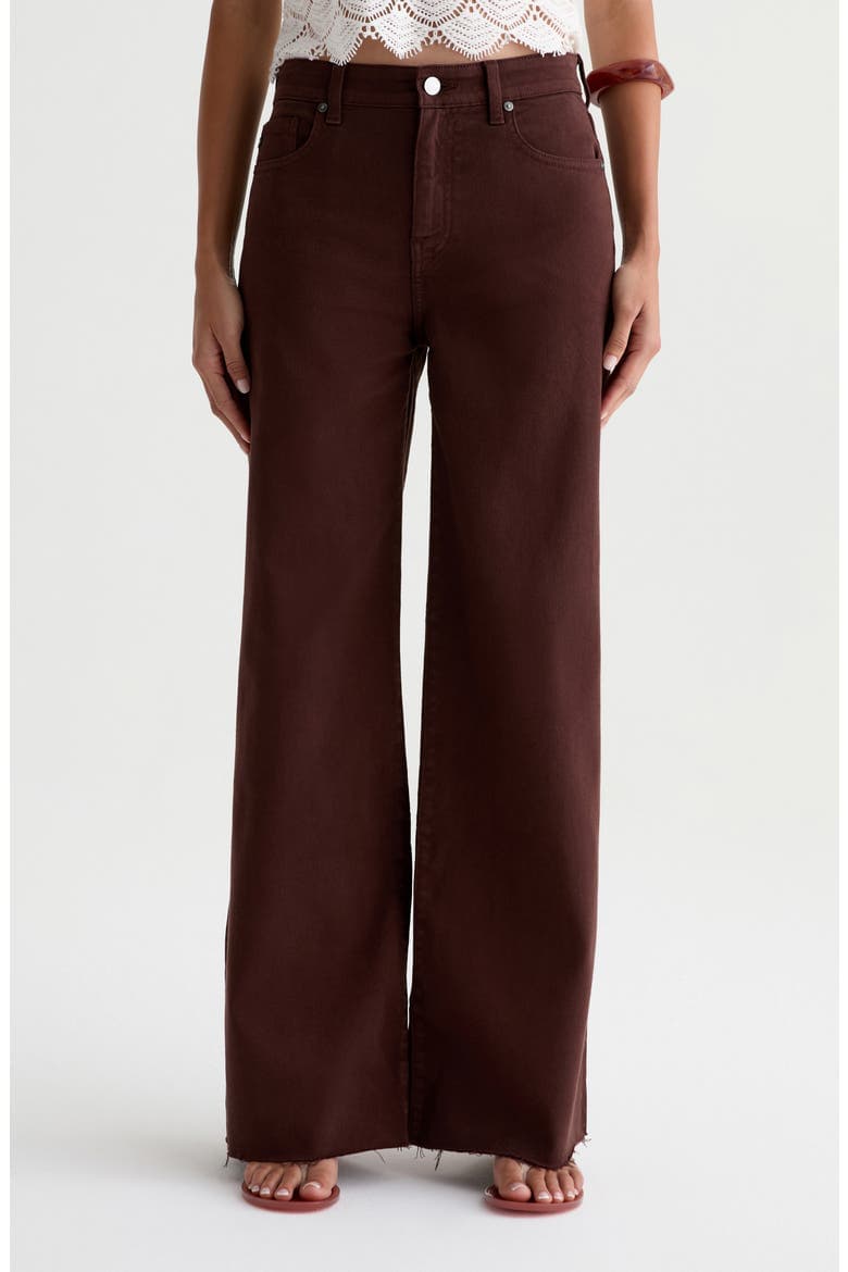 Saige High Waist Raw Hem Wide Leg Jeans