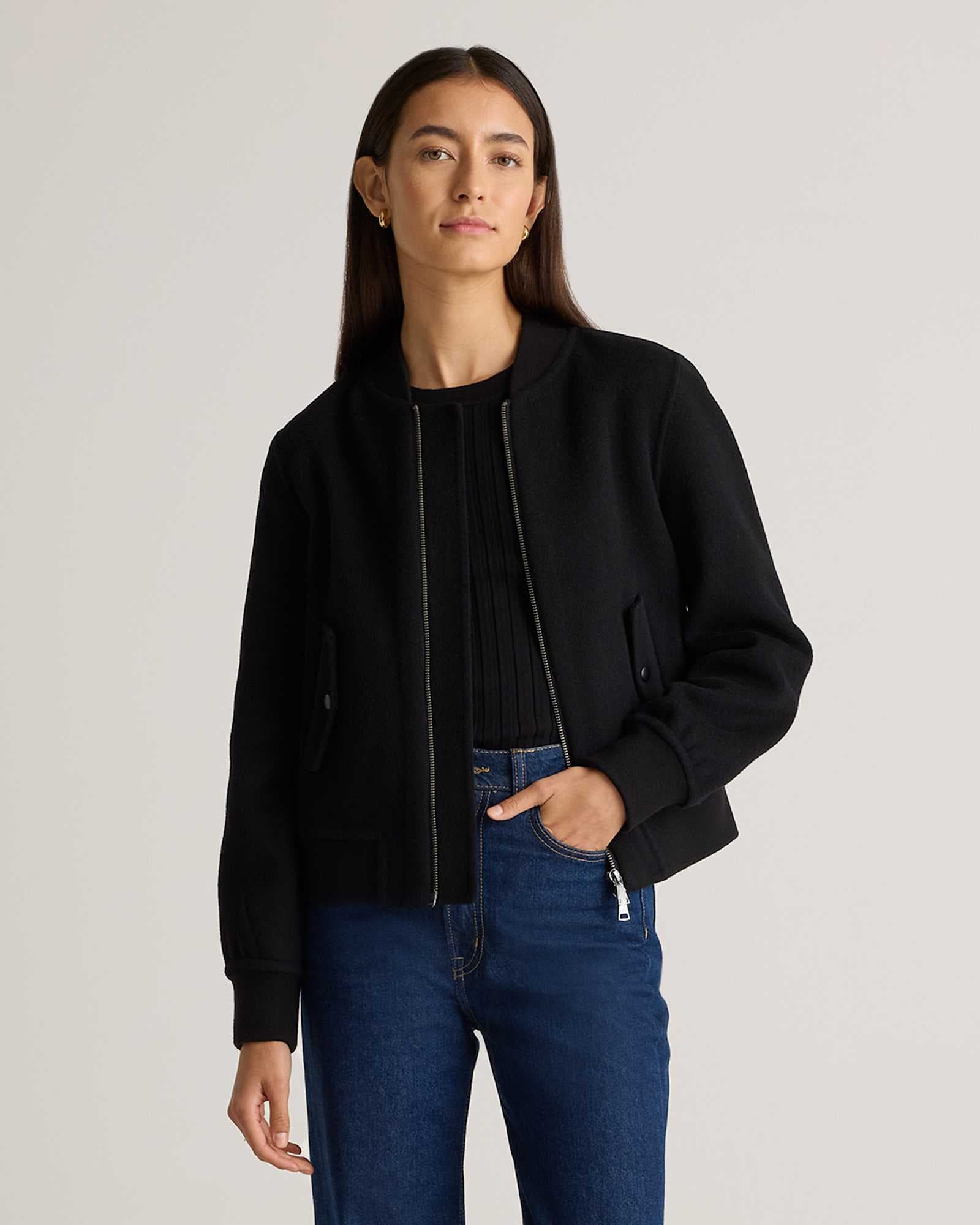 Double-Faced Merino Wool Bomber Jacket