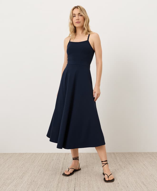 Organic Fit & Flare Midi Dress