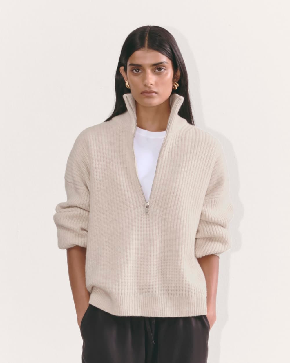 Felted Merino Half-Zip Sweater