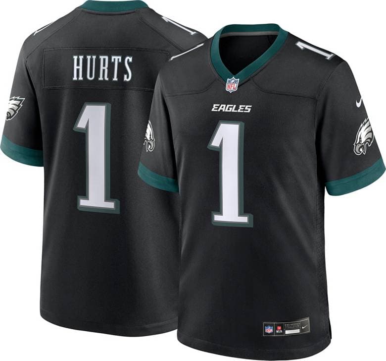 Men's Philadelphia Eagles Jalen Hurts #1 Alternate Black Game Jersey