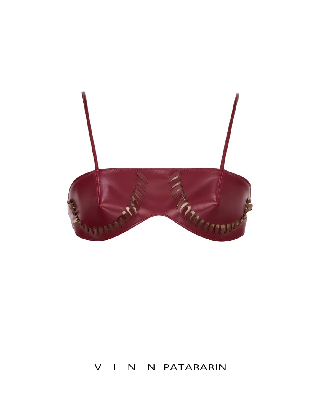 Dark Red Leather Bra 1