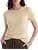 Women's Wool Blend Lightweight Short Sleeve Sweater Crew Neck Pullover Business Summer Tops Grace in Motion Collection