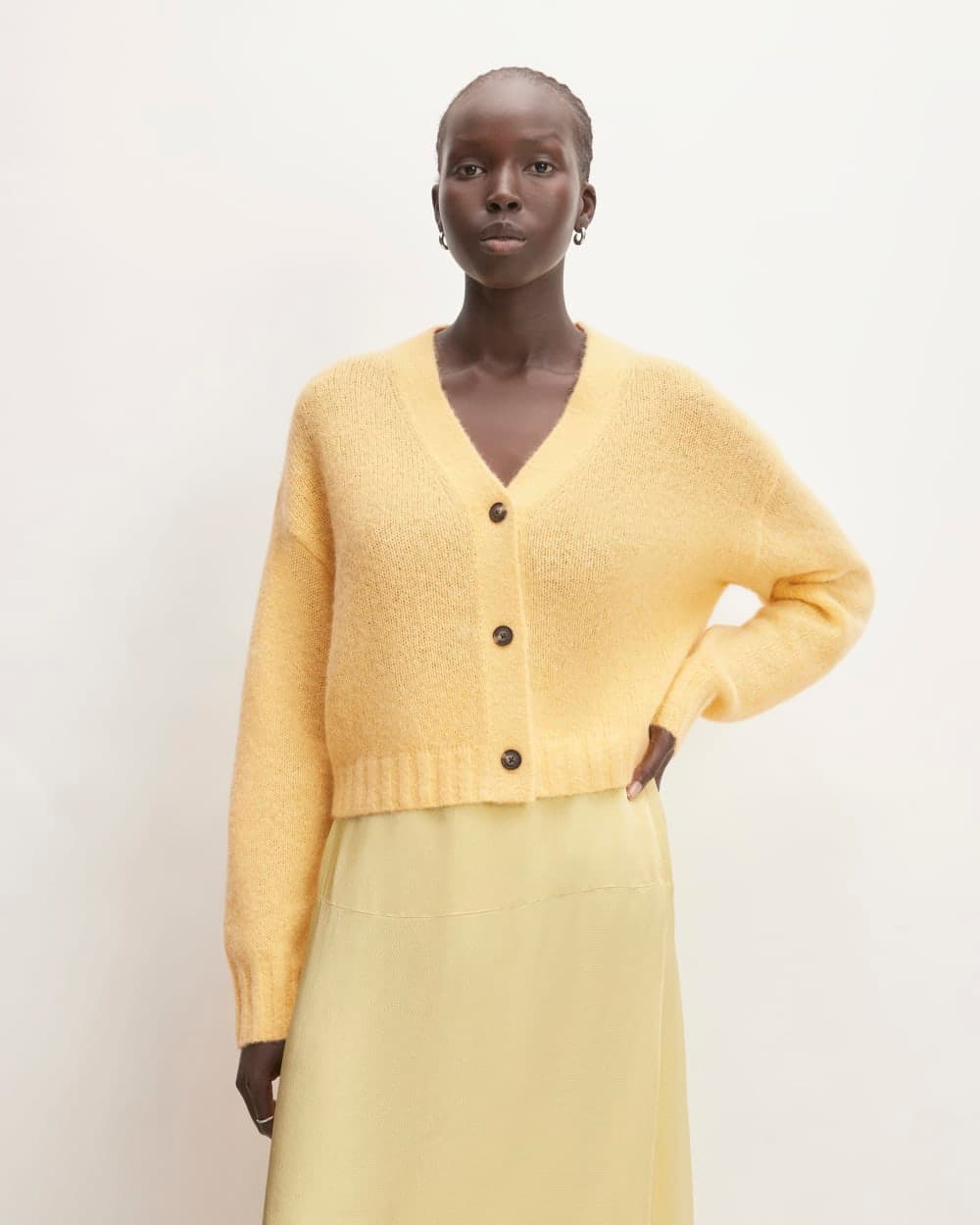 Alpaca V-Neck Cropped Cardigan 1