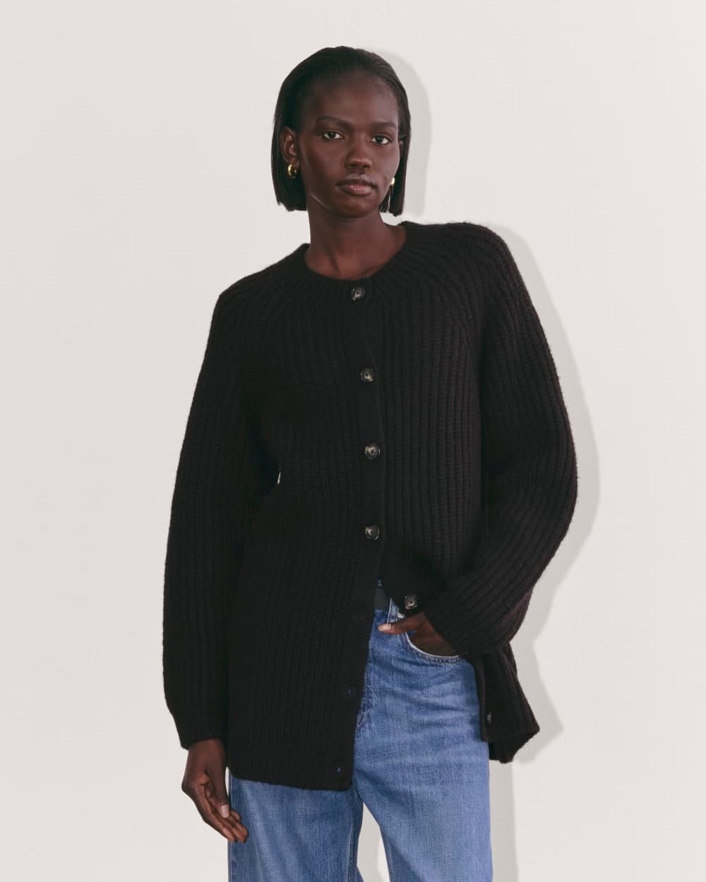 The Fisherman Cardigan in Cloud 1