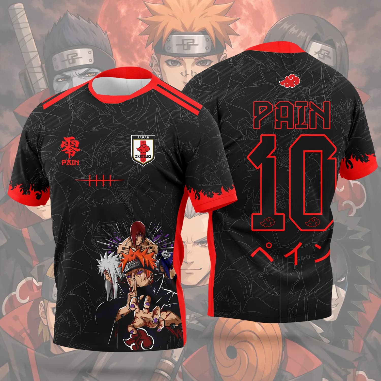 New 2026 Naruto Akatsuki Jersey, Pain Itachi Character Pattern Men's and Women's Summer Casual Sports T-Shirt