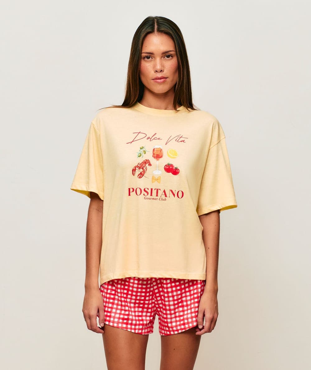 Ensemble de pyjama coton imprimé message Positano Gourmet Club