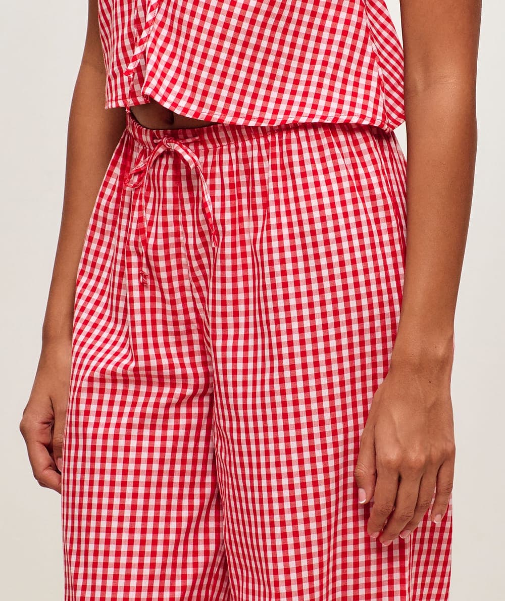 Pantalon en popeline de coton à motif vichy 1