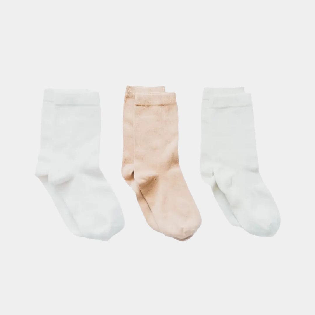 Natural (no dye) Kids' Socks - 98% Organic Cotton (3-pack) 1