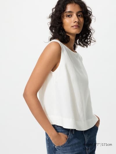 Blouse en lin mélangé (Sans manches)