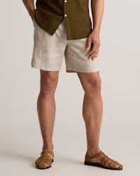 100% European Linen Drawstring Beach Shorts - 7"