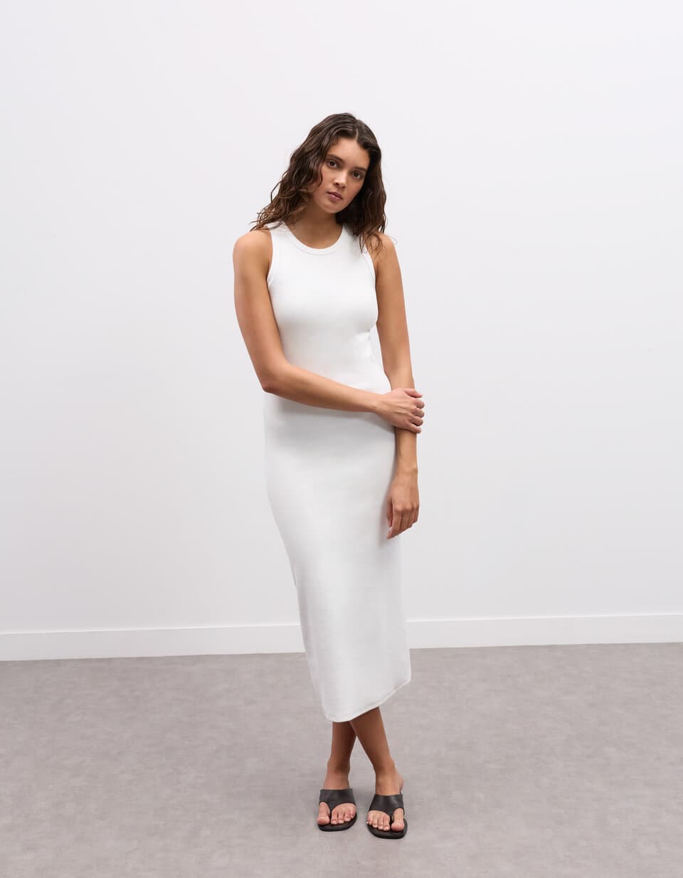 Robe débardeur brassière intégrée - blanc