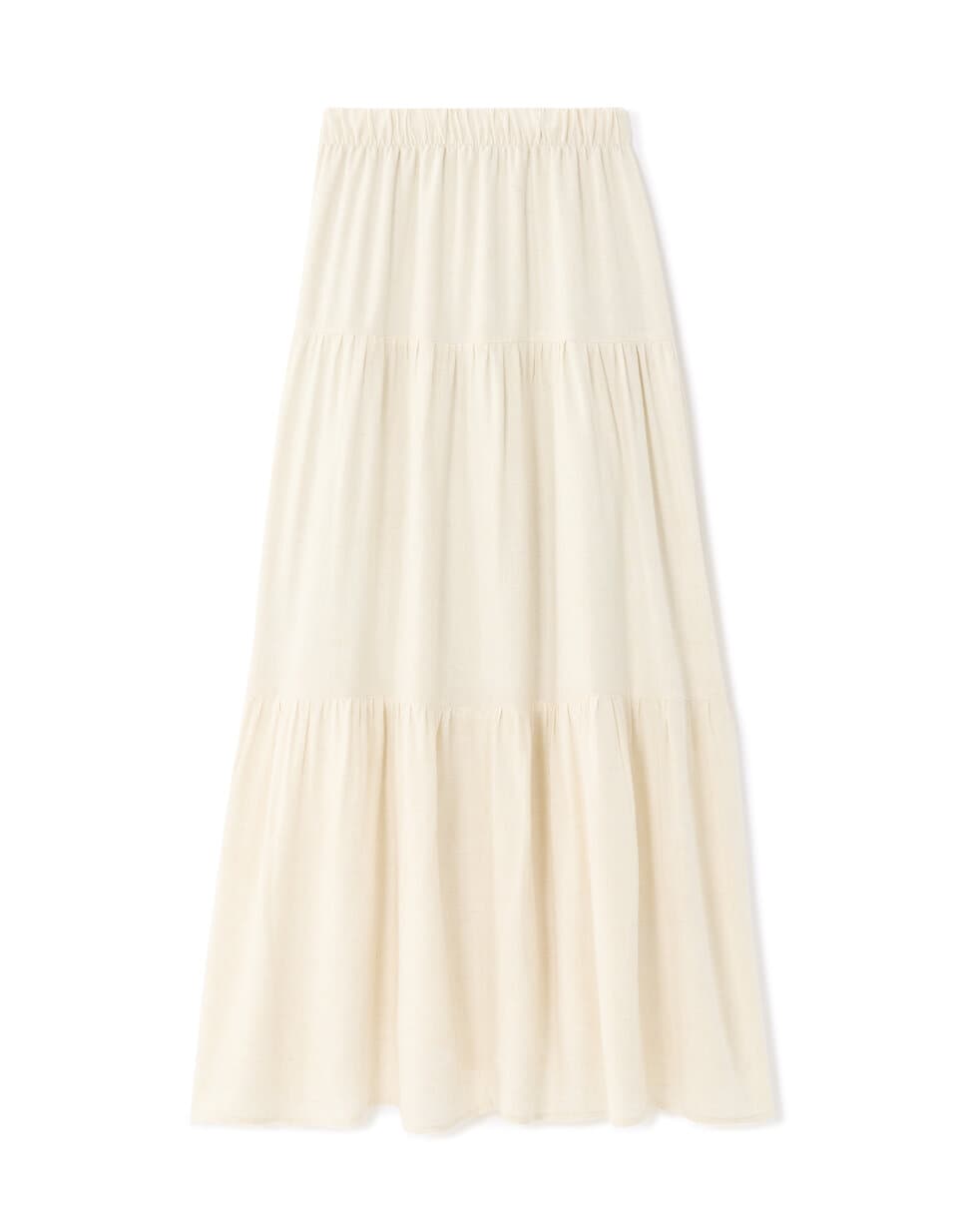 Jupon long en viscose lin - naturel
