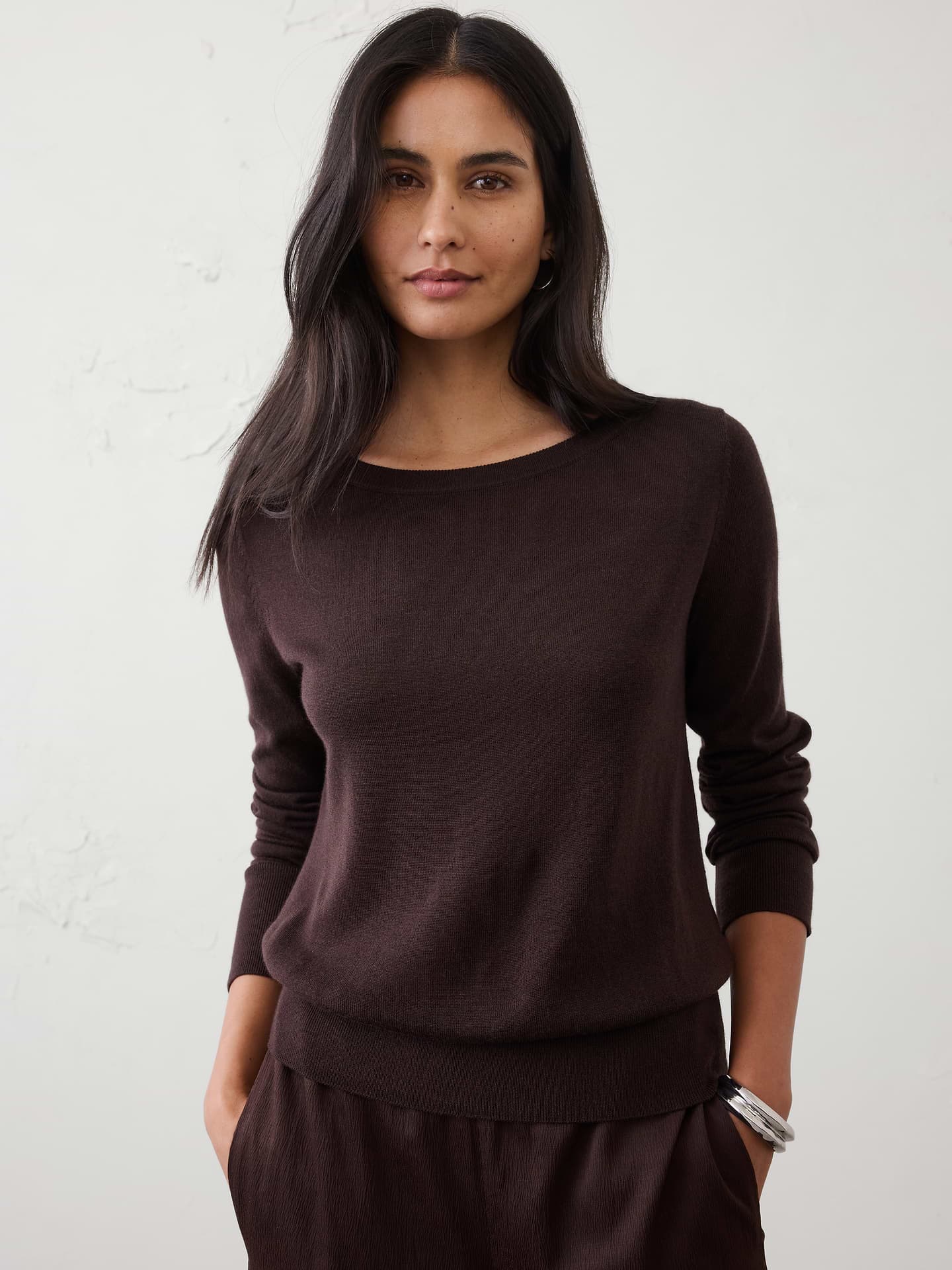 Merino Wool Boatneck Sweater 1