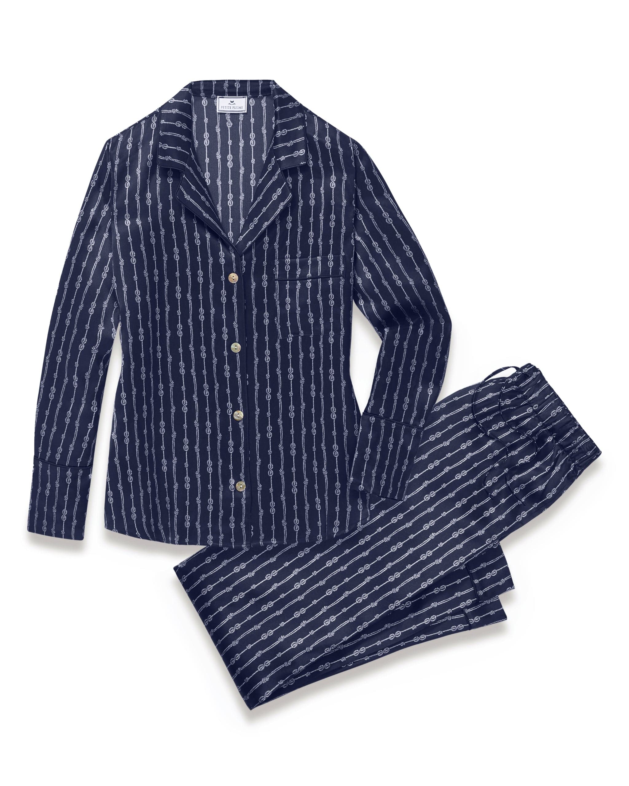 Women's Silk Pajama Set in Nautical Knots 1