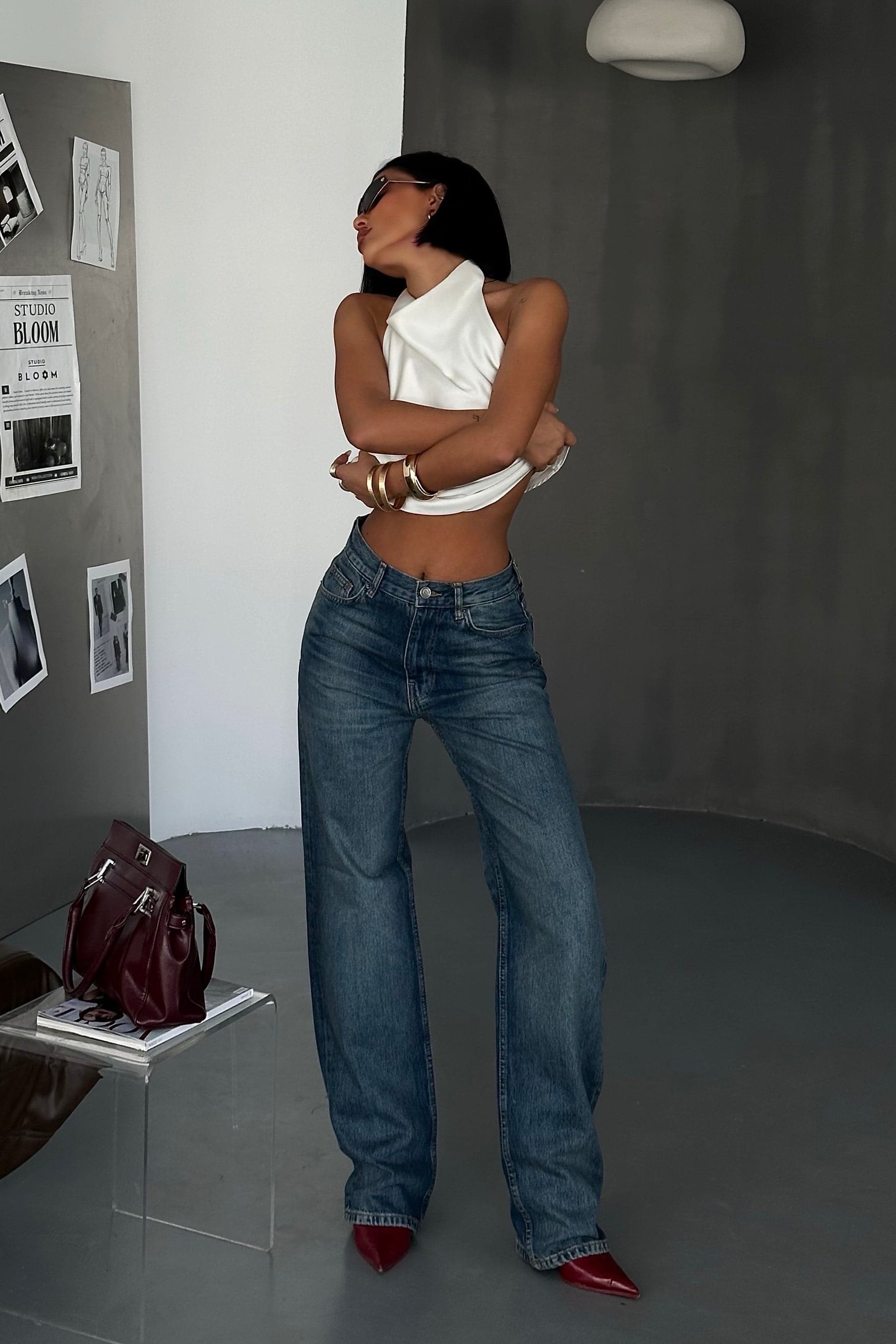 Relaxed Mid Rise Blue Denim